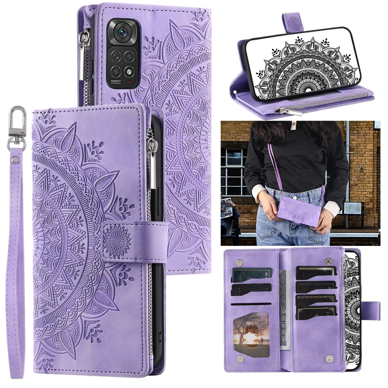 Custodia in pelle a portafoglio con cerniera per XiaoMi Redmi Note 11 Pro 10s 9 9C 9T 12 Lite 12T 11T POCO X4 X3 NFC Multi carte Solt Cover per