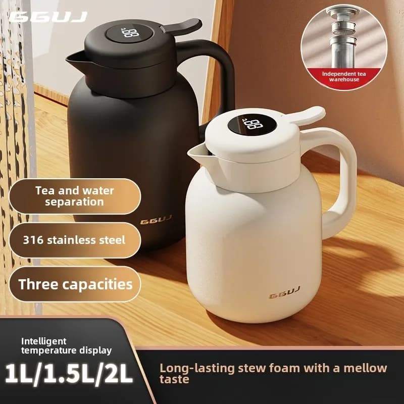 Teiera termica in acciaio inossidabile 316 di alta qualità - Bollitore per acqua isolato con display della temperatura Uso domestico elegante e