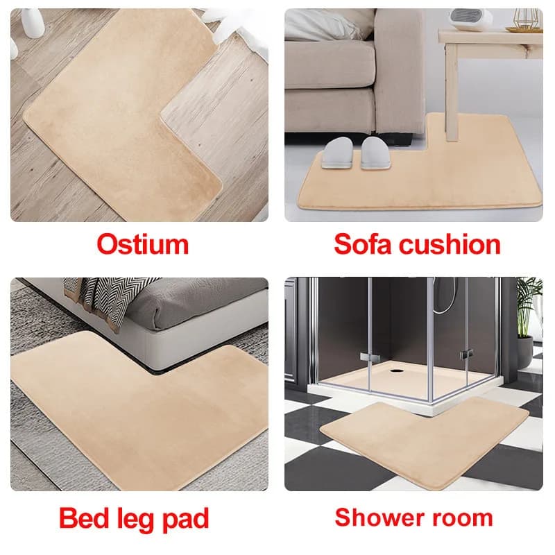 Tappetino da bagno in memory foam con ciottoli a forma di L in tinta unita in flanella per bagno, assorbente, antiscivolo, per la decorazione della