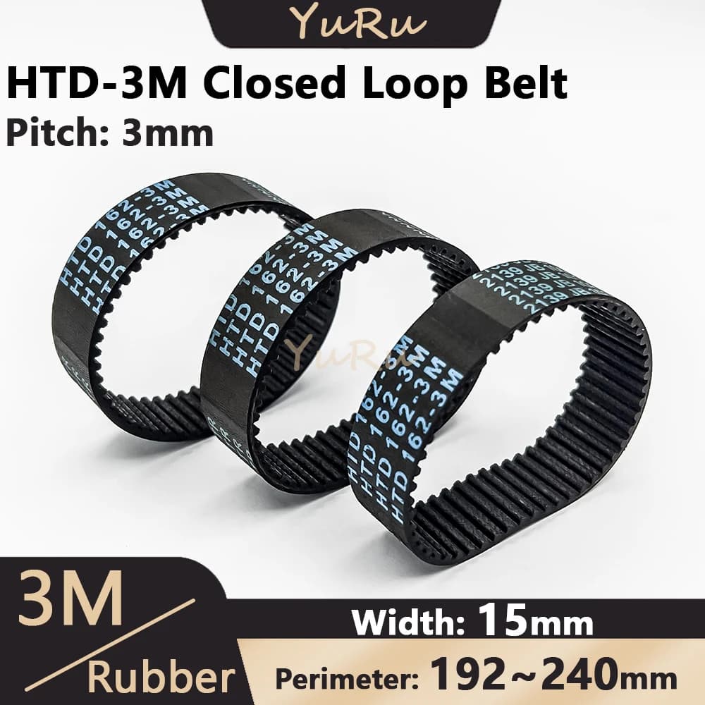 HTD-3M di Gomma Cinghia di Distribuzione Larghezza 15 millimetri Anello Chiuso Lunghezza 192 195 198 201 204 207 210 213 225 228 240 millimetri HTD3M