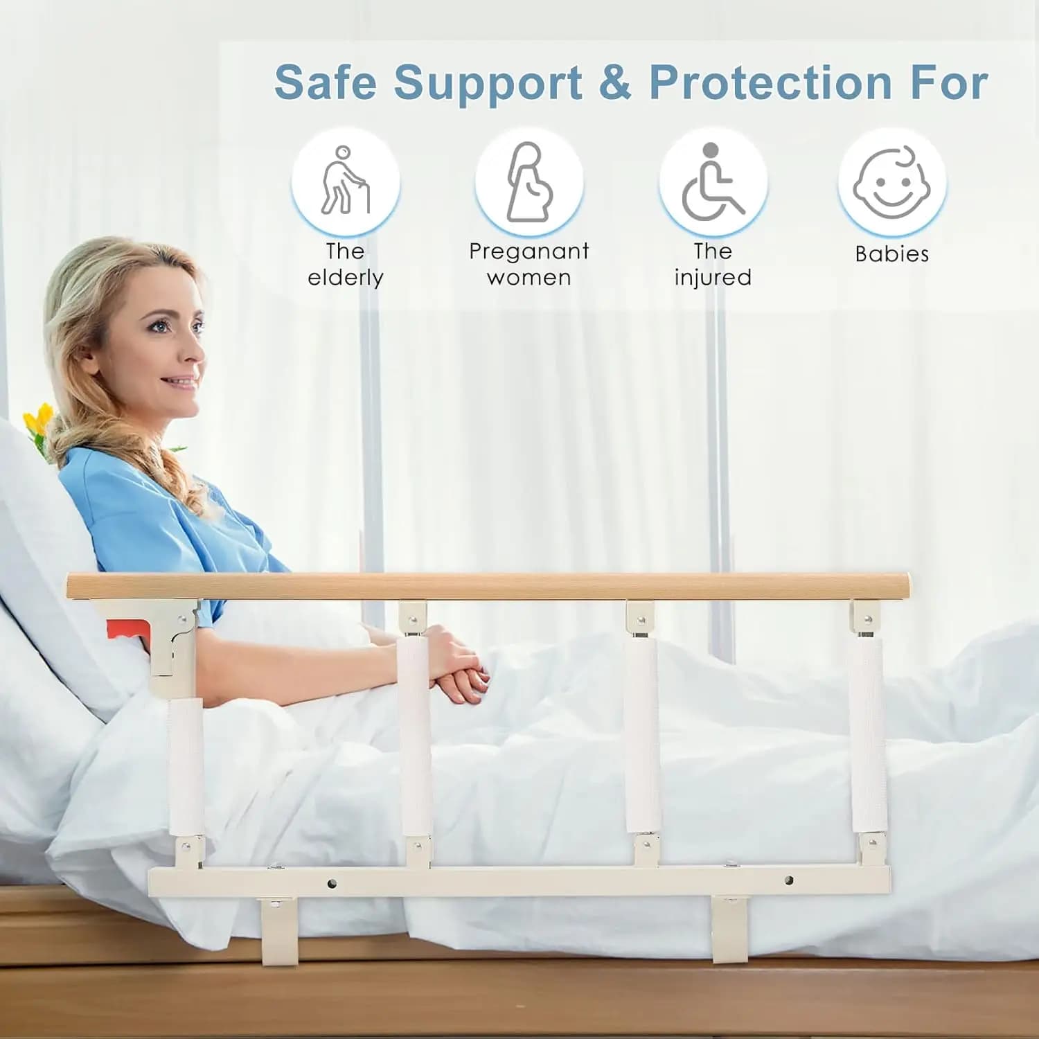Binari per letto Maniglia di assistenza alla sicurezza Ringhiera per letto per anziani, Aiuto per supporto per binari laterali per letto per adulti,