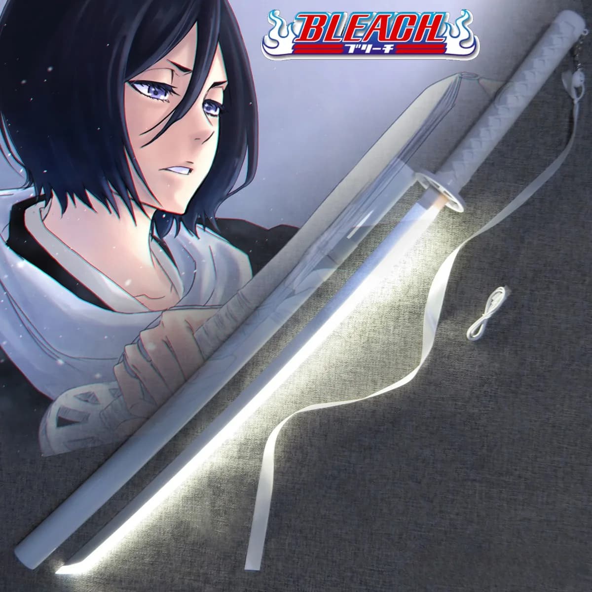 104 centimetri Candeggina Katana Ha Condotto La Luce Spada Luminosa Anime Ichigo Cosplay Prop Ninja Coltello Reale Giapponese Katana Luminoso Samurai