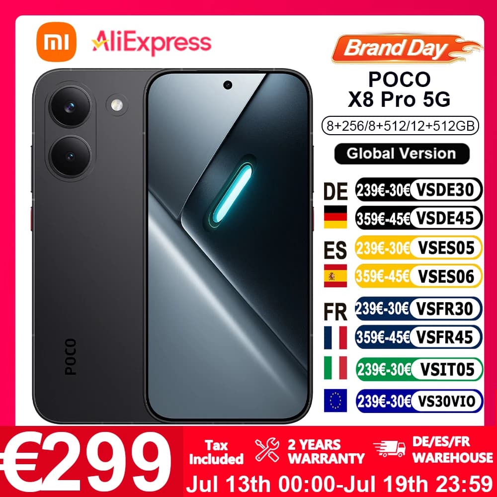 Versione globale POCO X8 Pro 5G Smartphone 5G 6.59" 120Hz 100W HyperCharge 6500mAh IP68 Fotocamera principale da 50MP