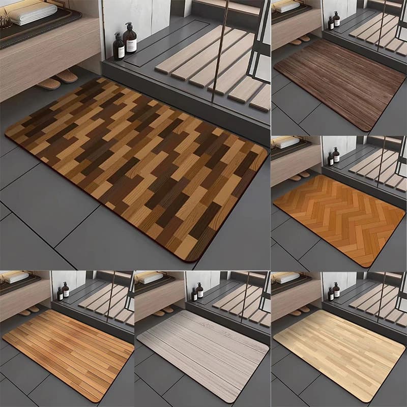 Tappetino da bagno in fango diatomeo Modello minimalista con venature del legno Tappeto assorbente ad asciugatura rapida Tappetino per WC antiscivolo
