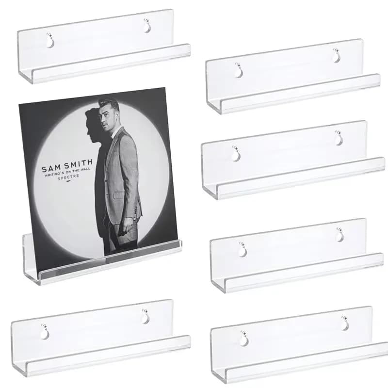 Supporto per rack per dischi in acrilico Supporto da parete 2/6/8 pezzi Display per CD per album Scaffale per dischi trasparente Supporto per