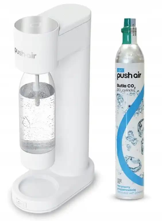 Dafi PushAir Carbonatore con cartuccia CO2 + bottiglia da 0,7L Bianco-Argento