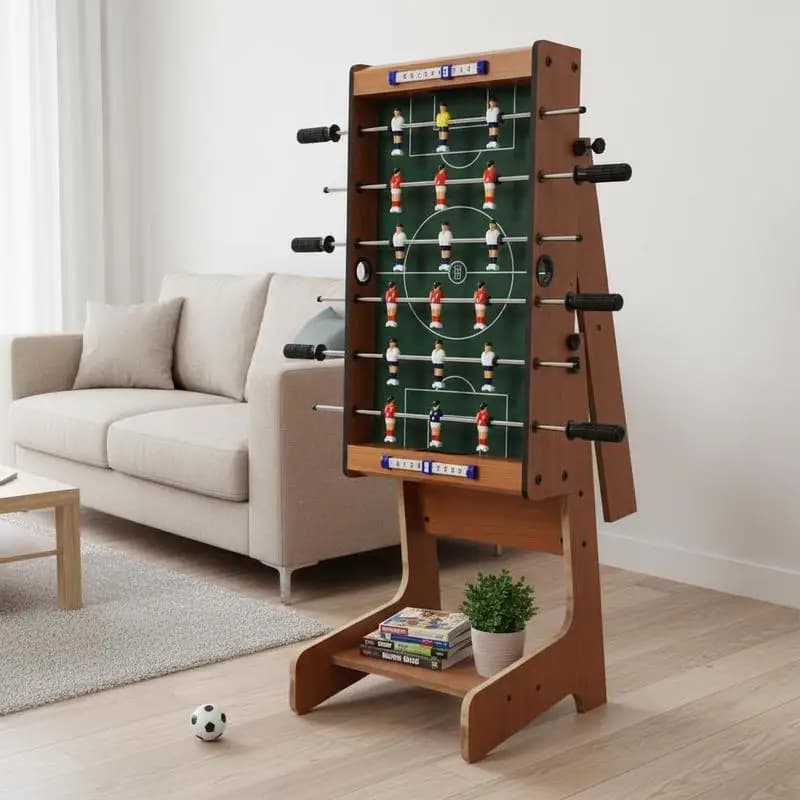 Tavolo da calcio balilla salvaspazio con maniglia robusta 33 x 36 x 109 cm naturale