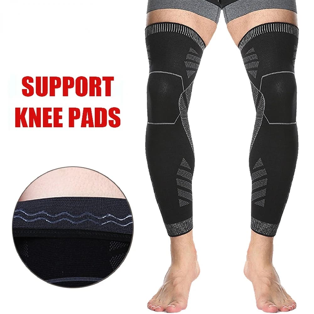 Manicotti a compressione per gambe lunghe, supporto per ginocchio lungo con maniche a gamba intera proteggi basket, calcio, sollievo dal dolore al