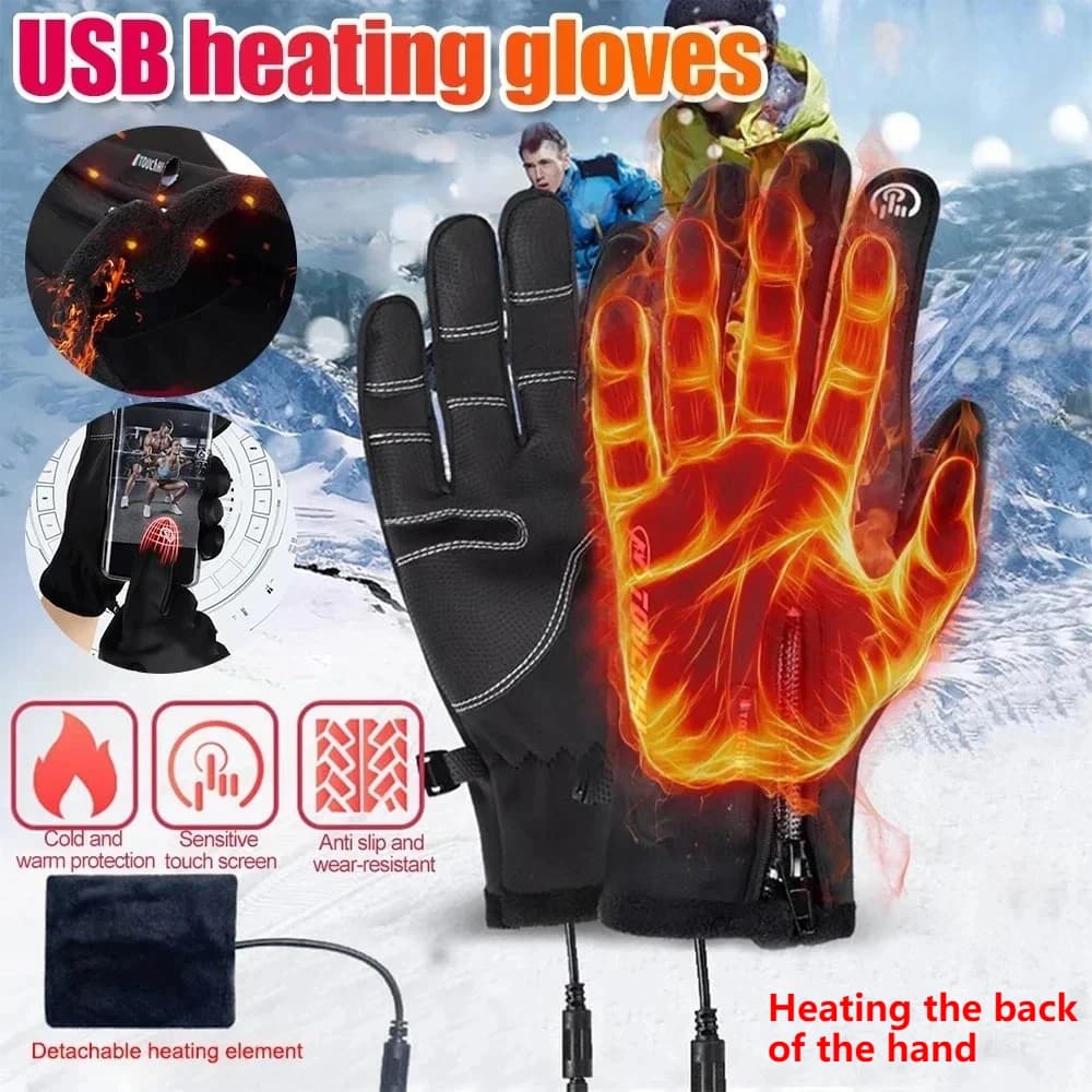 Guanti riscaldati elettrici USB Sport invernali all'aria aperta Sci Guanti caldi Guanti da ciclismo antiscivolo impermeabili Touch screen