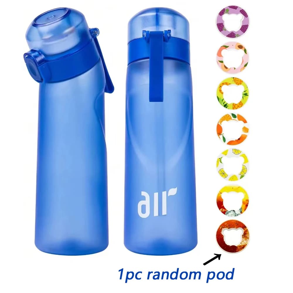 1 bottiglia d'acqua ad aria con 1 capotola dal sapore casuale, moda sportiva, tazza di plastica con cannuccia, a prova di perdite, per fitness