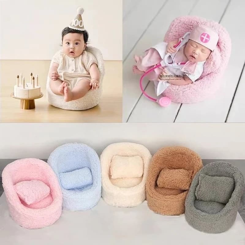 2 pezzi divano in posa per bambini oggetti di scena per fotografia neonato sedia morbida in tinta unita con set di cuscini accessori per foto per