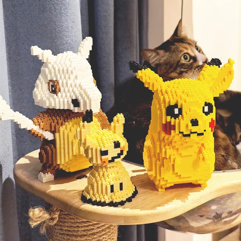 Kawaii Pokemon Marowak Lucario Mimikyu Building Block Piplup Mega Rayquaza Charizard assemblato Mini giocattolo di mattoni per il regalo di Natale