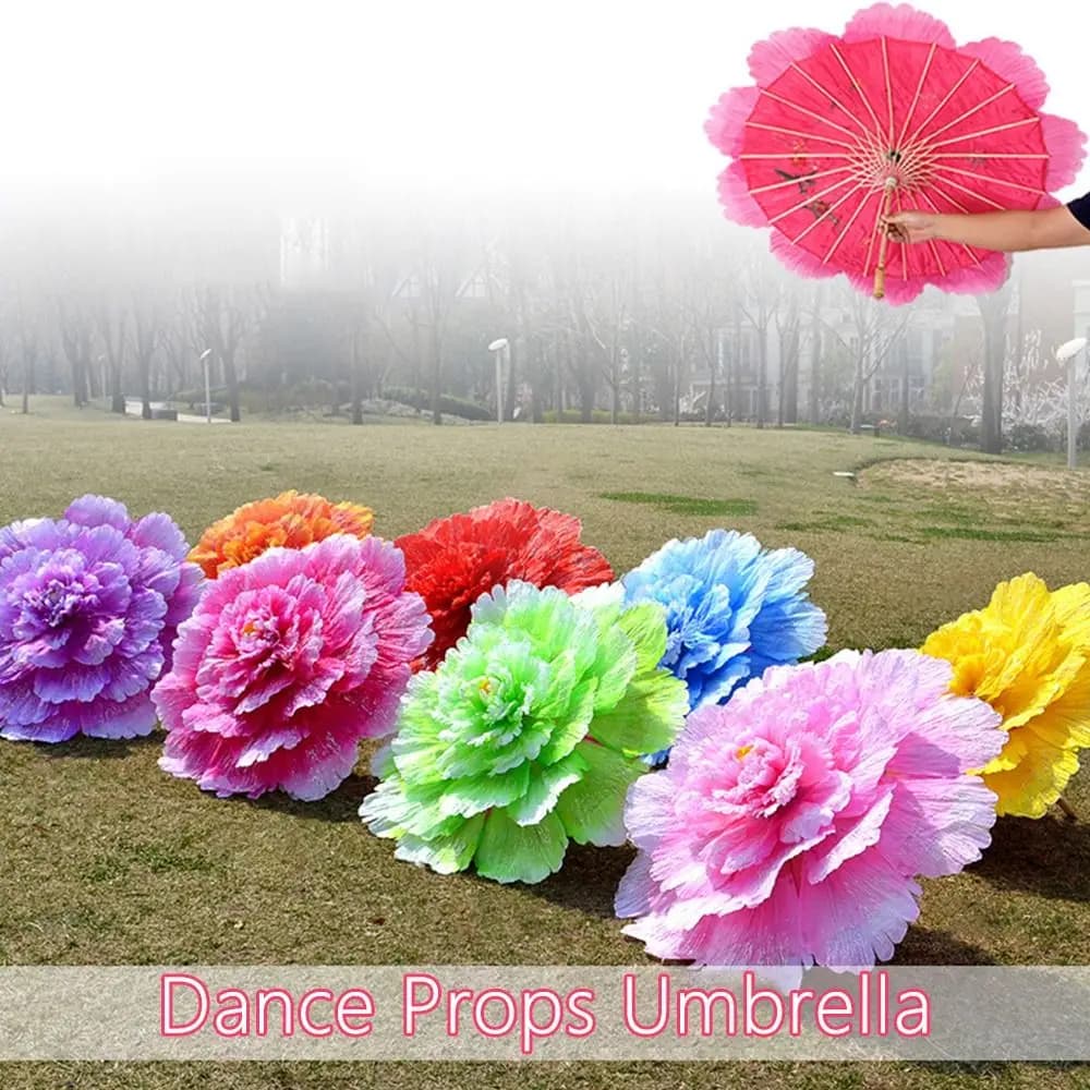 Nuovo 70 cm Puntelli da ballo Ombrello Bambù Fai da te Stage Art Classica Brolly Ombrello da viaggio con peonia multicolore fatto a mano