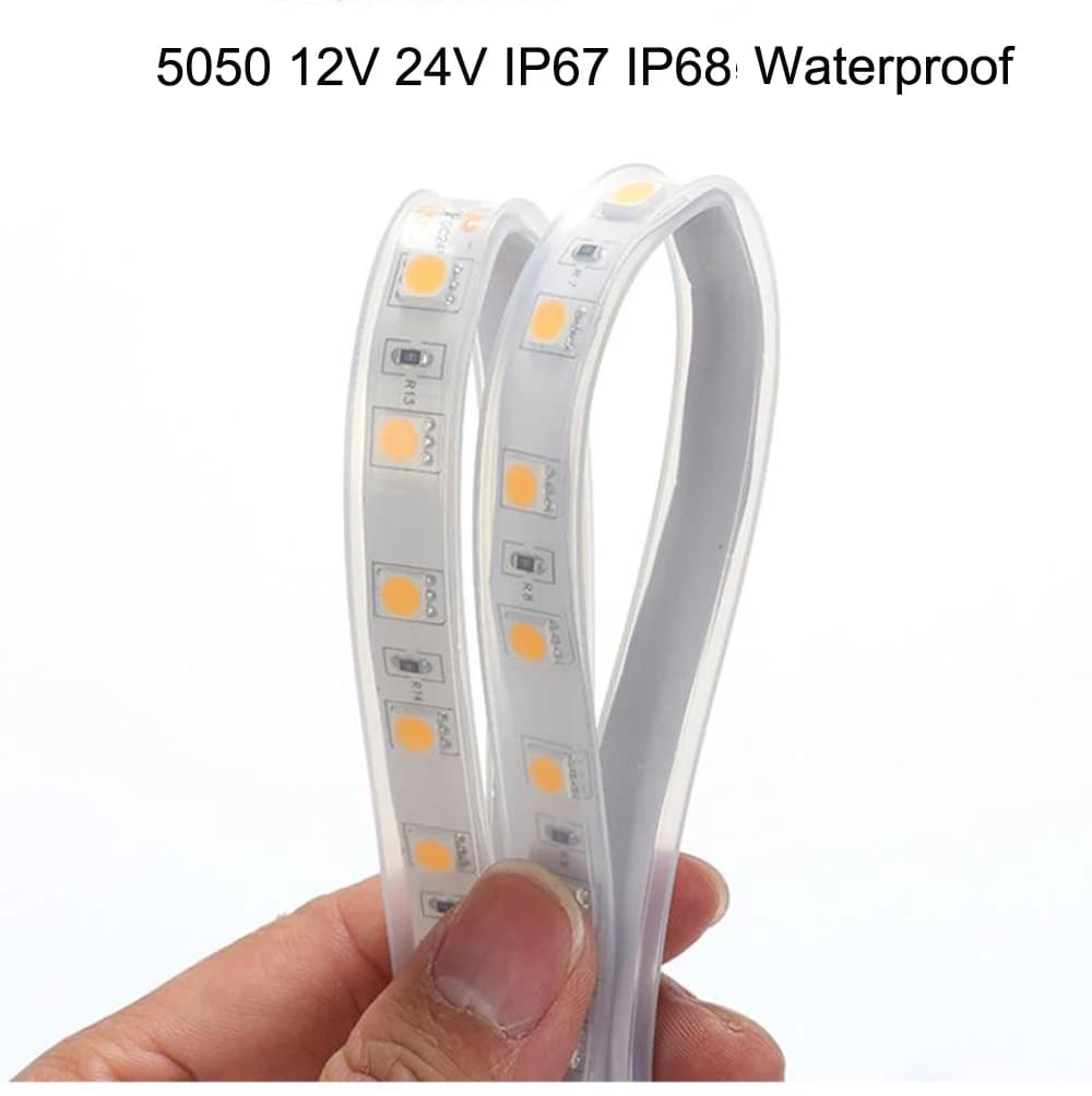 5m 12V 24V IP67 IP68 RGB LED Corda Striscia Tubo Impermeabile Subacquea Esterno 5050 Rosso/Verde/Blu 60LED/M Camion Barca Auto