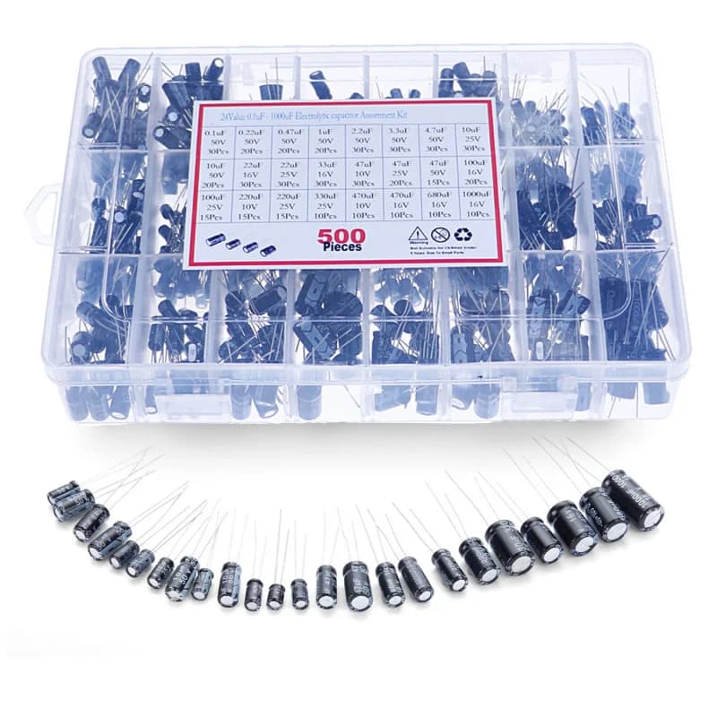 Kit assortimento condensatori elettrolitici 16V 25V 35V 50V 1uf 2.2uF 3.3uF 4.7uF 10uF 22uF 33uF 47uF 100uF 220uF 330uF 470uF 1000uF