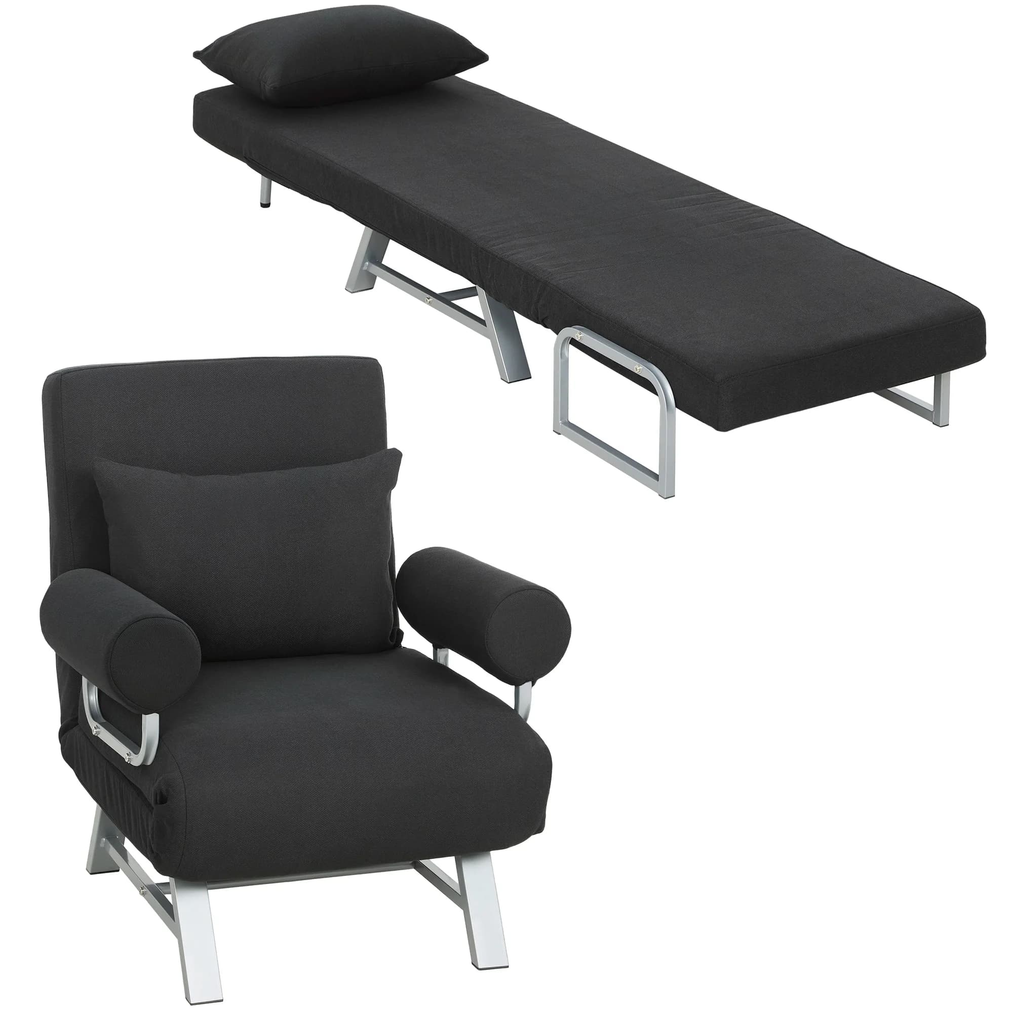 Poltrona reclinabile HOMCOM 1 posto, grande comfort, cuscini, braccioli inferiori, struttura in metallo
