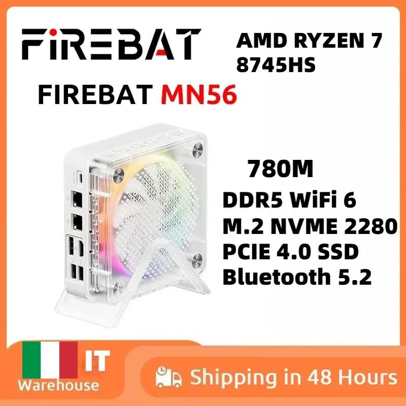FIREBAT MN56 MINI PC AMD R7-8745HS Windows11 DDR5 (SENZA RAM, SENZA SSD, SENZA OS) Computer desktop a 8 core BT 5.2 WIFI6 HDMI TYPE-C USB
