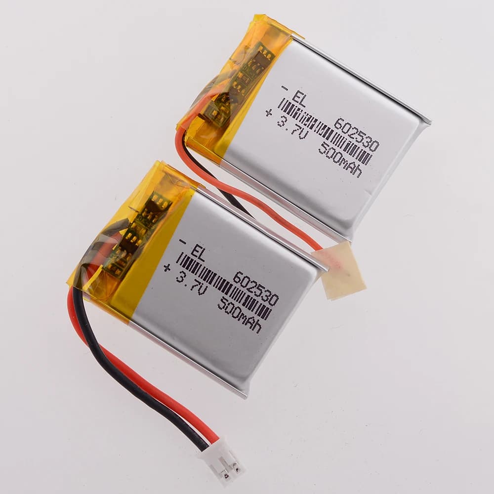 Batterie al Litio Polimero LiPo 602530 da 500mAh 3.7V con Connettori Vari