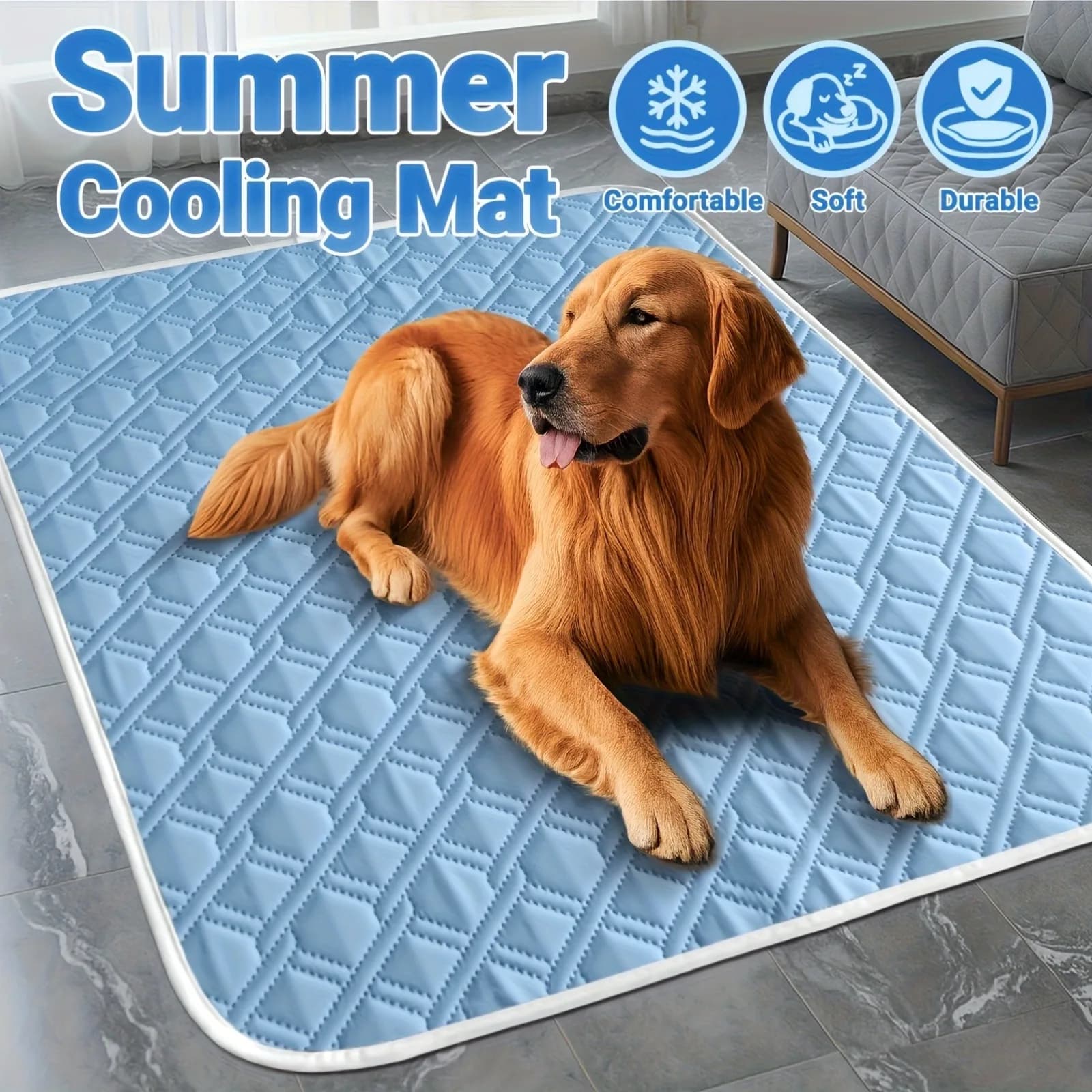 Nuovo Tappetino Refrigerante per Cani, Lavabile e Portatile, Coperta in Seta Ghiacciata per Cani e Gatti, Tappetino Traspirante per Divano