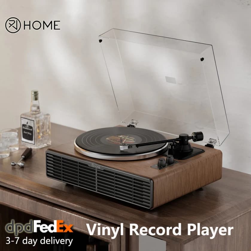 XJ-HOME XJ-H03 Giradischi in vinile Bluetooth, Giradischi con trasmissione a cinghia con 4 altoparlanti stereo integrati, uscita linea RCA ingresso