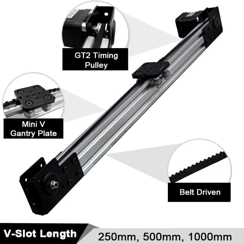 Attuatore Lineare Mini V-Slot OpenBuilds con Trasmissione a Cinghia e Motore Stepper NEMA17, Tavola Scorrevole CNC, Componenti Fai-da-te