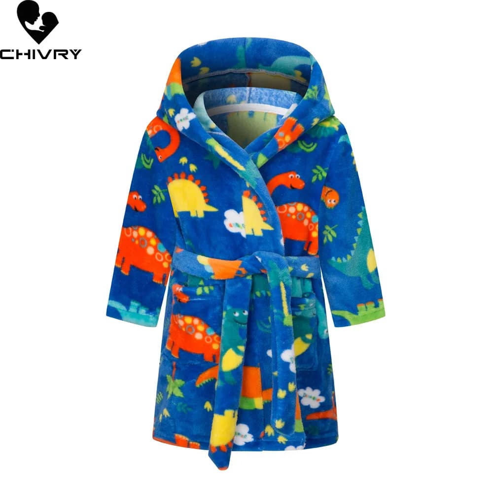 Nuovo autunno inverno bambini accappatoio di flanella con cappuccio accappatoi per bambini ragazzi ragazze simpatico cartone animato morbido pigiama