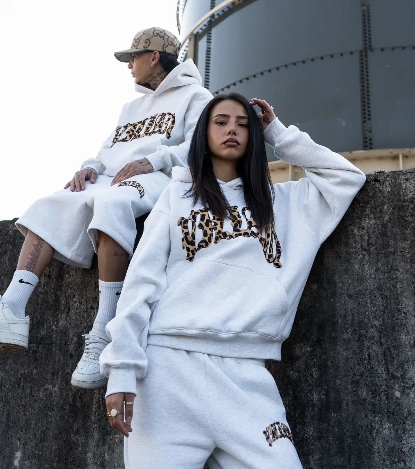 2025 Set felpa con cappuccio uomo donna giacca cardigan sportiva donna inverno strada hip-hop stampa leopardata pantaloni felpa casual a maniche
