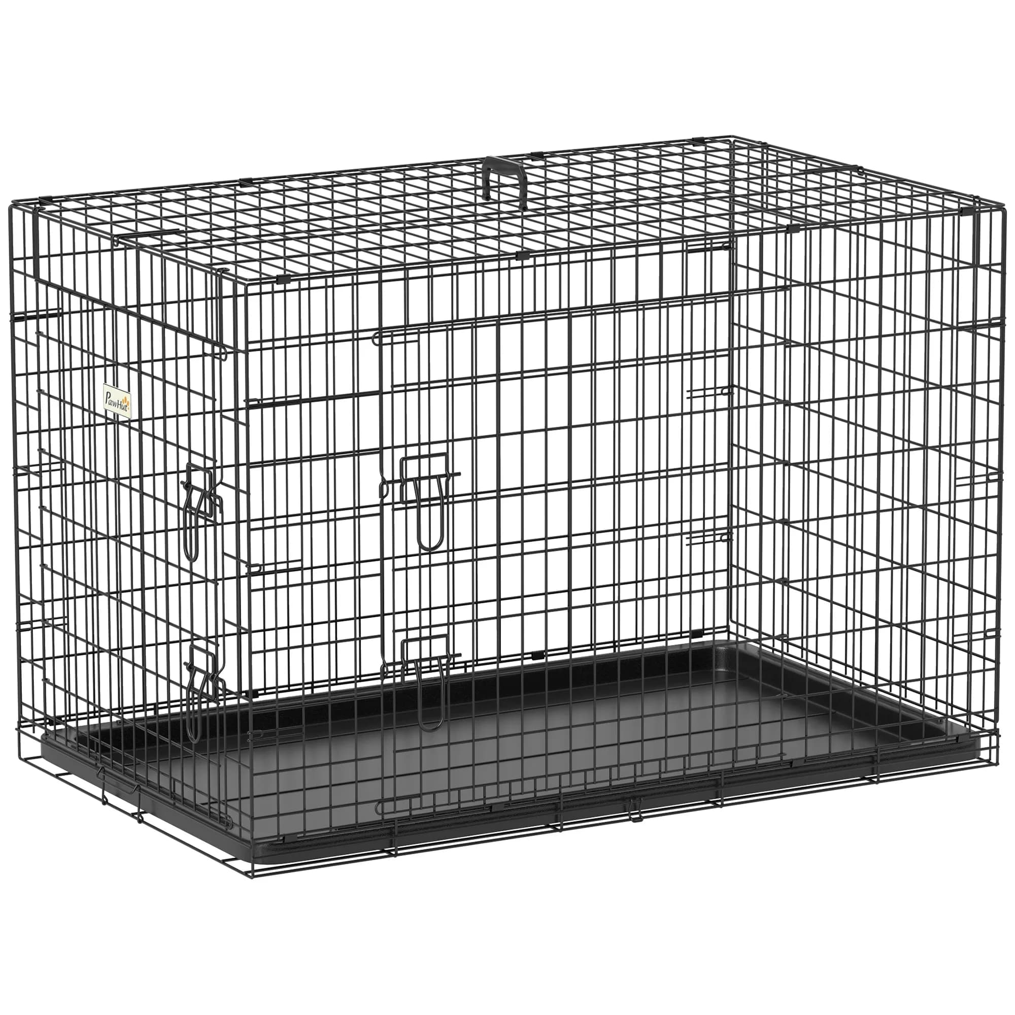 Gabbia Pawut in metallo nero, trasportino pieghevole per cani, 92x57x62,5 cm