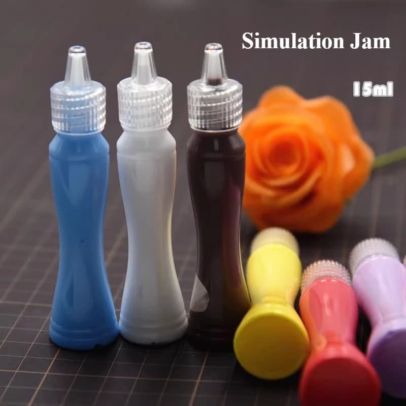 15 ml/bottiglia Ultra-leggero Argilla Imitazione Dessert Colore Puro a forma di Vita Salsa di Marmellata FAI DA TE Simulato Torta Che Fanno