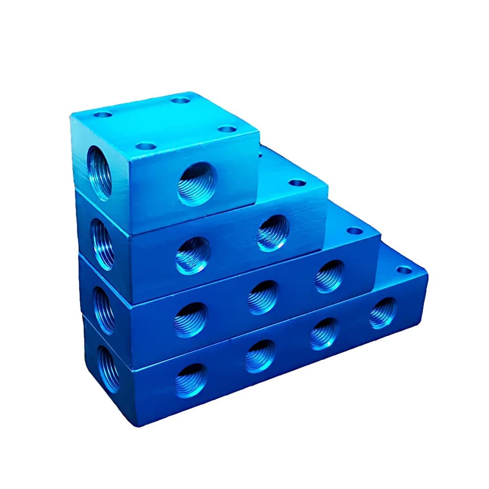 1/2/3/4 Vie 4/6/8/10 Porte BSP G3/8" In G1/4" Fuori Blu Alluminio Collettore Blocco Splitter Aria Acqua Gas