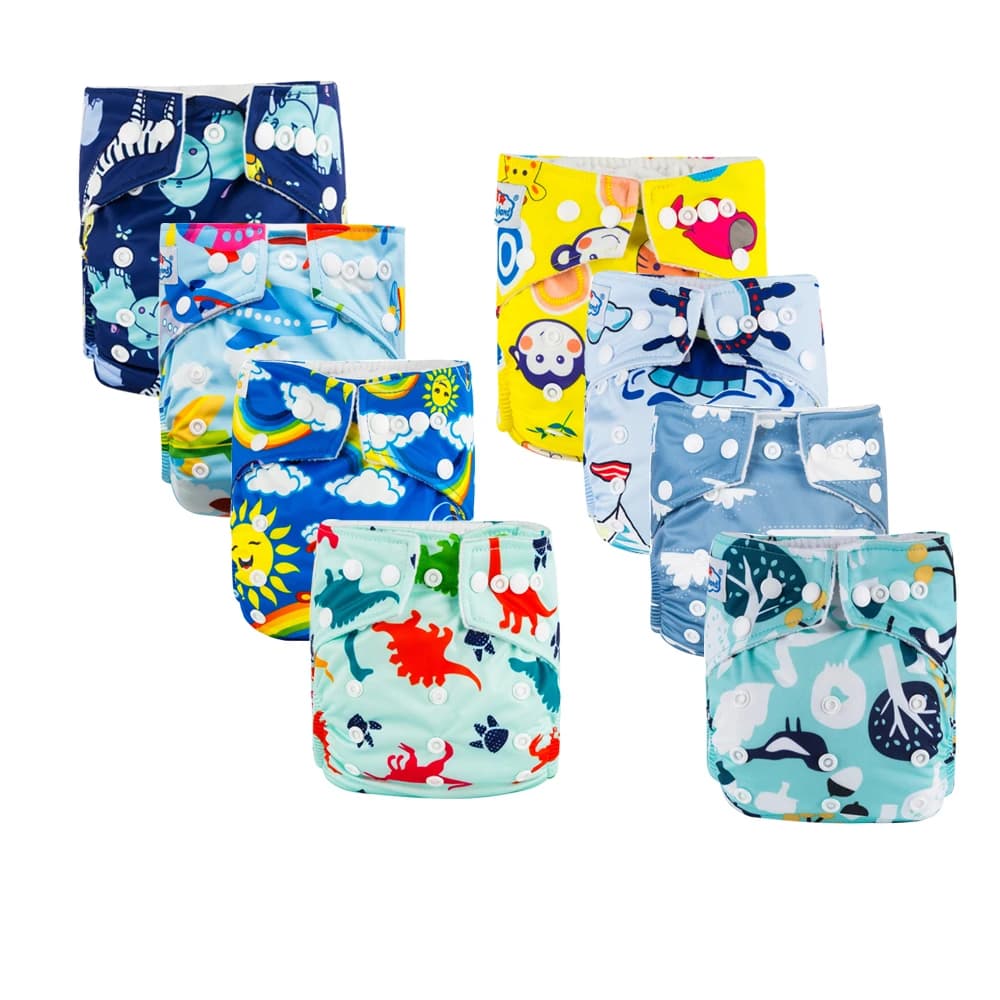 2023 BABYLAND 8 pz/lotto Pannolini di Stoffa Per Bambini Regolabili Riutilizzabili Pannolini di Stoffa Coperture Per Il Bambino 3-15KG (0-2 Anni)