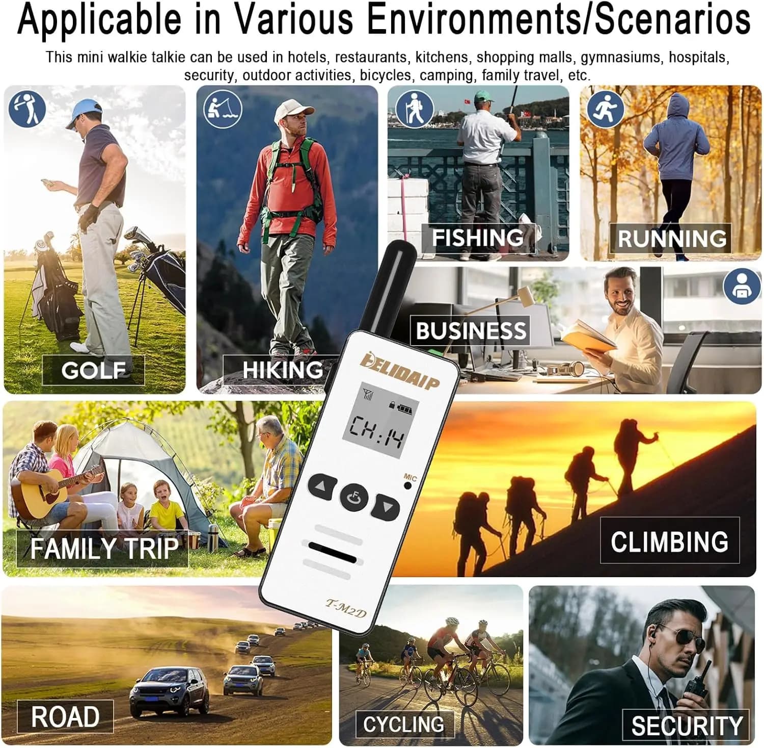 T-M2D Super Mini Radio bidirezionale portatile FRS GMRS UHF 400-520 MHz 2 W Dispositivo talkie di comunicazione wireless portatile