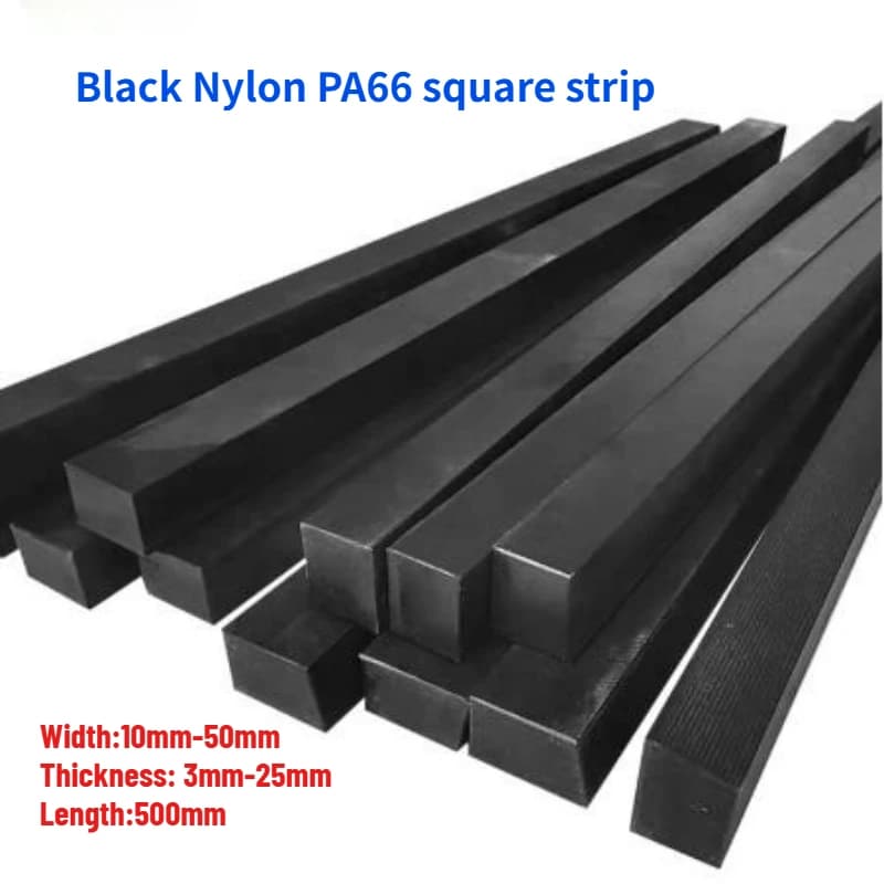 2/4 pezzi lunghezza 500mm nylon nero resistente all'usura PA66 striscia quadrata striscia piatta in nylon spessa 3mm/5mm/8mm/10mm/15mm/20mm/25mm