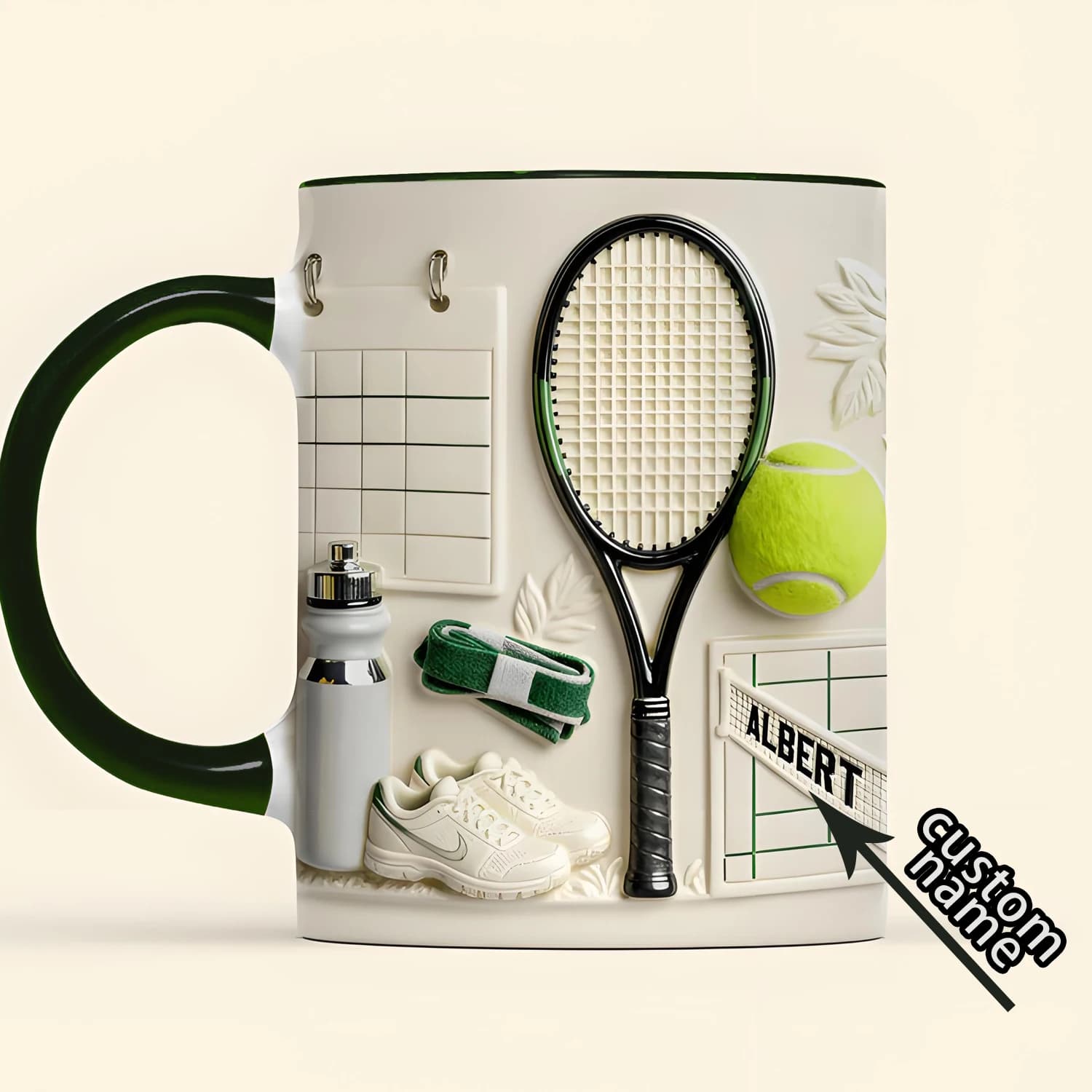 Tazza in Ceramica Personalizzata a Tema Tennis con Nome - Regalo Sportivo per Amanti del Tennis