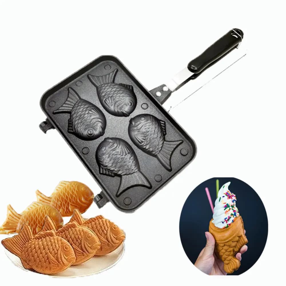 Cucina giapponese a forma di pesce waffle cake maker pan Taiyaki 2/4 padella padella stampi per waffle torta cuocere dessert cottura per la casa fai