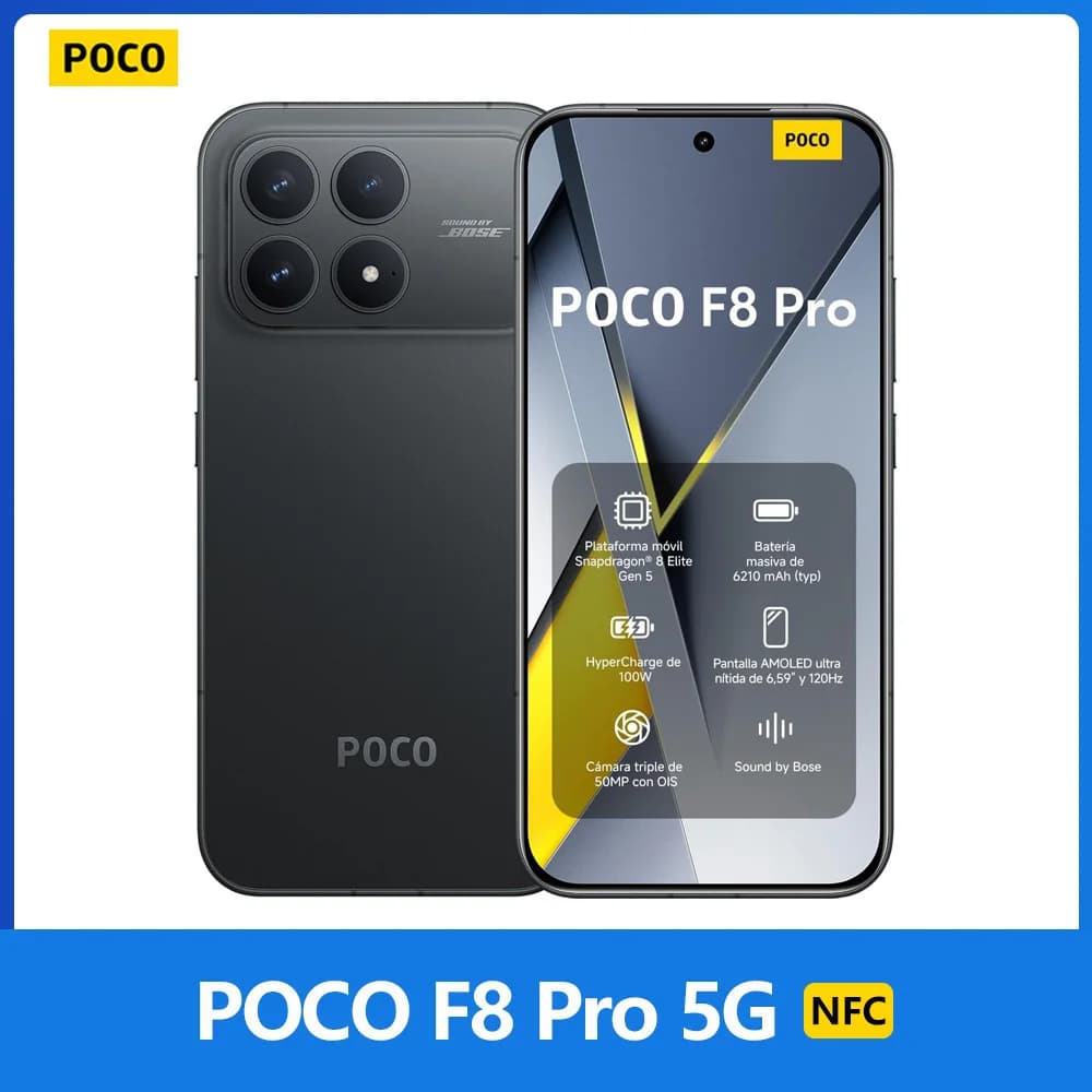 POCO F8 Pro 5G 12 512GB Versione EEA, Snapdragon® 8 Elite, 120 Hz 6,59", fotocamera 50 Mpx, 6210 mAh, IP68, NFC