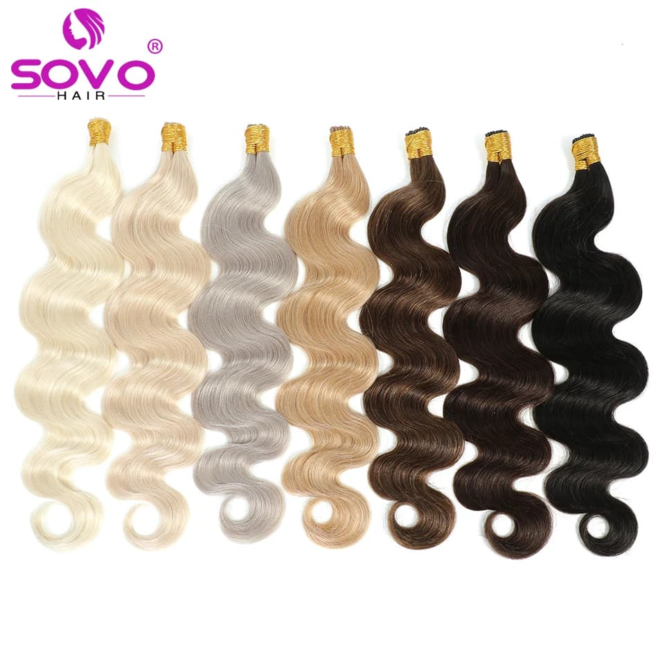 Stick di cheratina Pre-legato I-Tip Remy estensione dei capelli umani fusione calda pezzo di capelli onda del corpo liscia 0.8G/filo per la fornitura