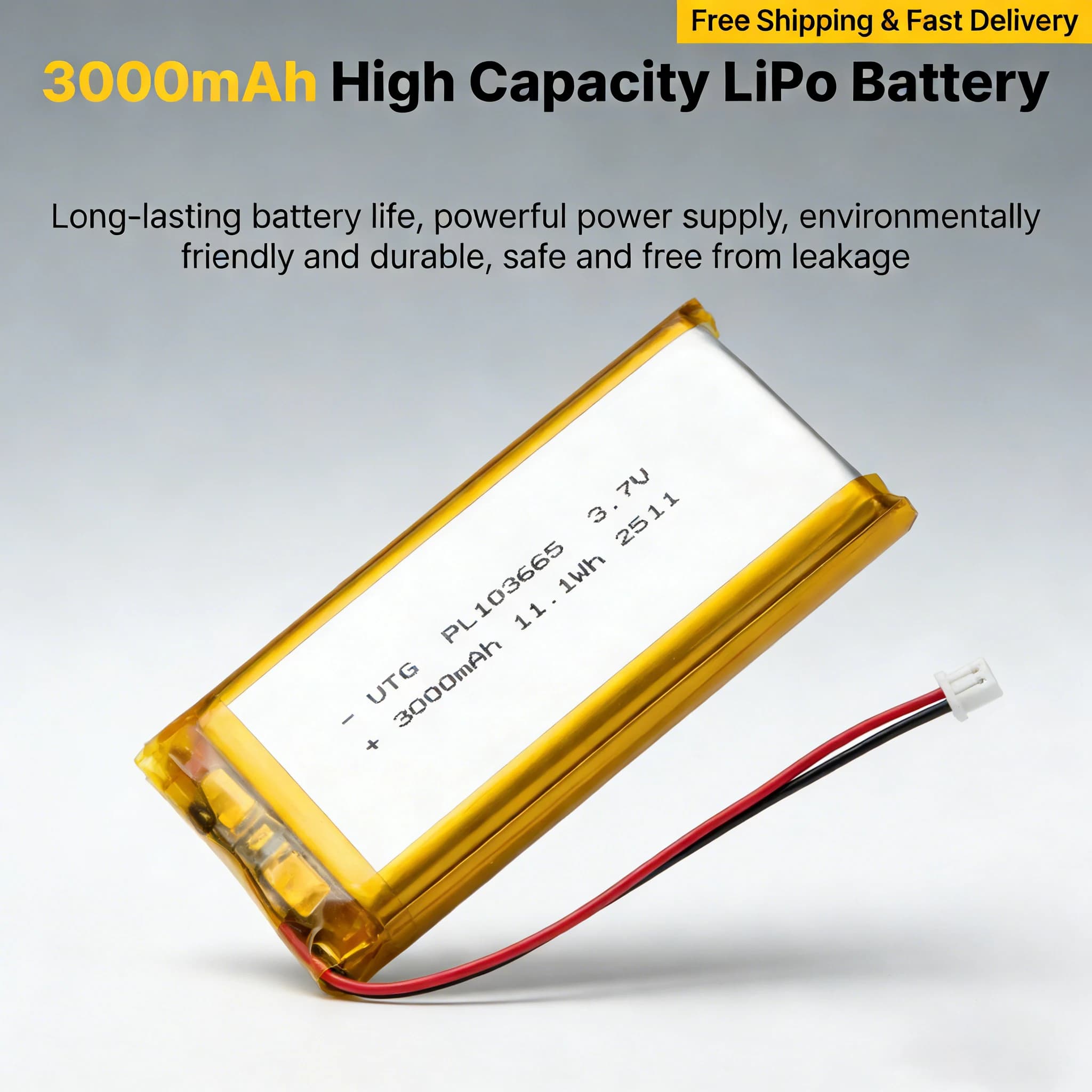 Batteria Lipo 3.7V 3000mAh JST1.25 per Scheda di Sviluppo LoRa 32 V3 T114 V2 ESP32 Nodo LoRaWAN 103665 Polimero di Litio