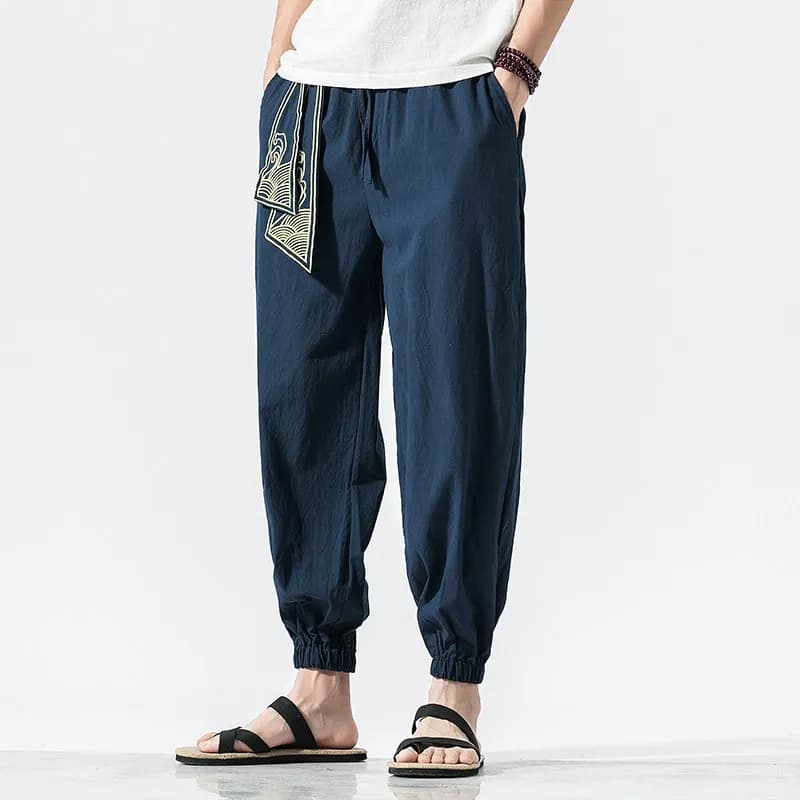 Kimono da Uomo in Cotone e Lino, Costume Samurai Giapponese con Stampa Ukiyo-e, Cintura, Pantaloni Harem Retrò, Pantaloni Larghi Hip Hop Harajuku