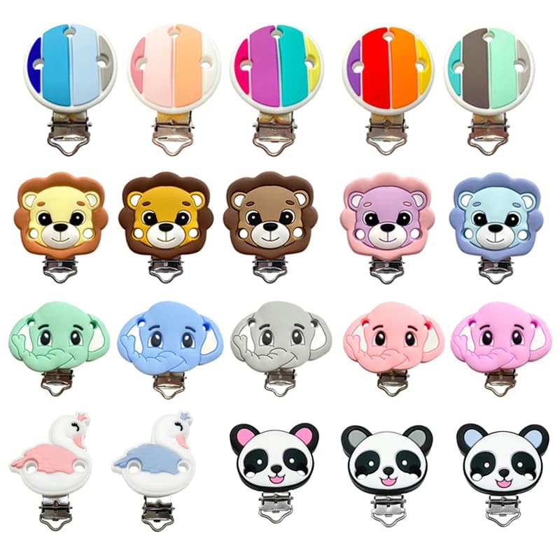 Clip per ciuccio in silicone a forma di animale (1/3/5/10 pezzi) - Componenti per collane fai da te e creazione di gioielli, per uso alimentare