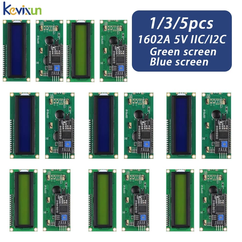 Modulo Display LCD1602 I2C 5/1 Pezzi Schermo Blu Verde 5V Adattatore IIC PCF8574 Compatibile con Arduino