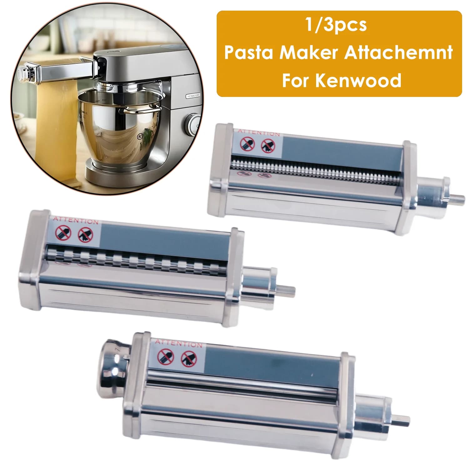 Accessorio per pasta Kenwood, rullo per lasagne, tagliapasta per fettuccine, tagliapasta per spaghetti, adattatore per robot da cucina Kenwood