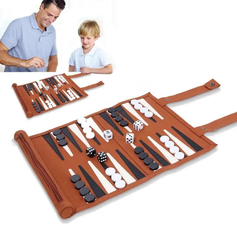 Backgammon gioco da tavolo portatile Backgammon set per adulti giochi di viaggio adulto Roll Design Puzzle per bambini gioco da tavolo strategia