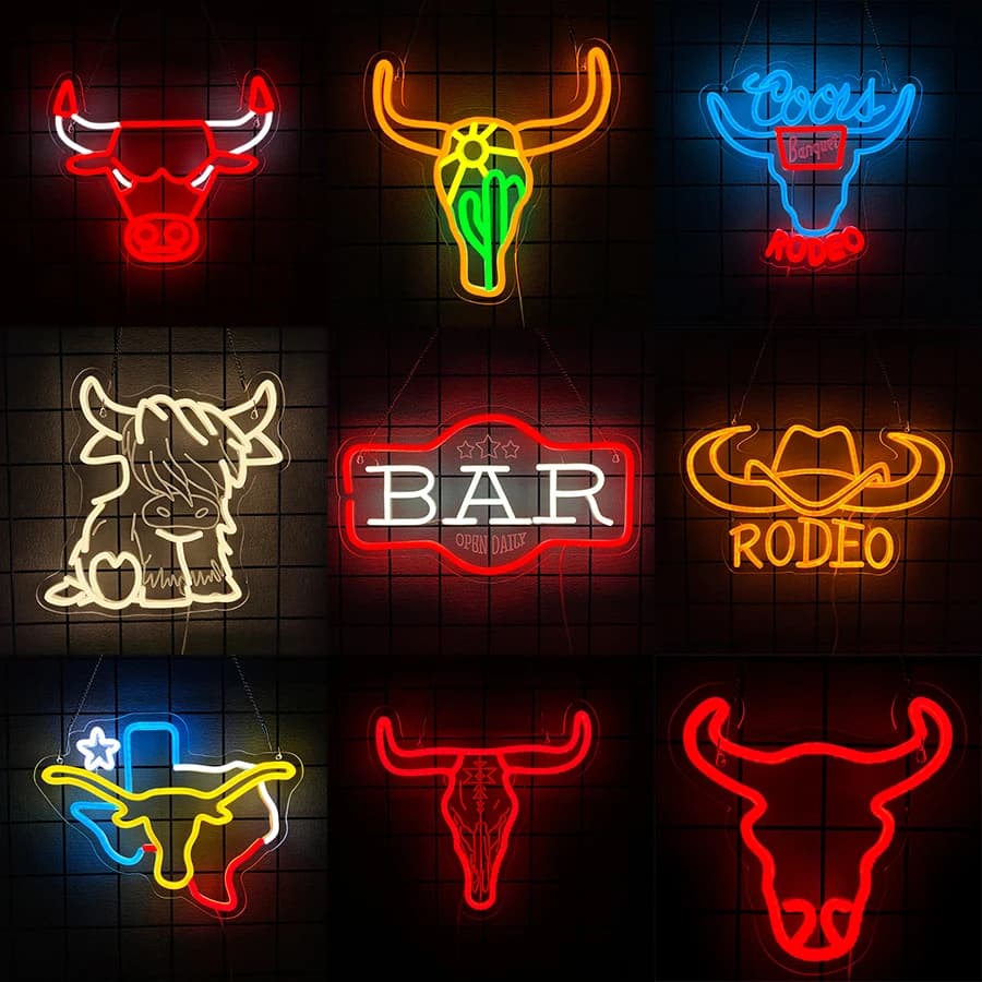 Insegna al neon da cowboy Insegne al neon Rodeo per la decorazione della parete, Insegne a LED per bar occidentali Rodeo per Party Man Cave Bar Beer