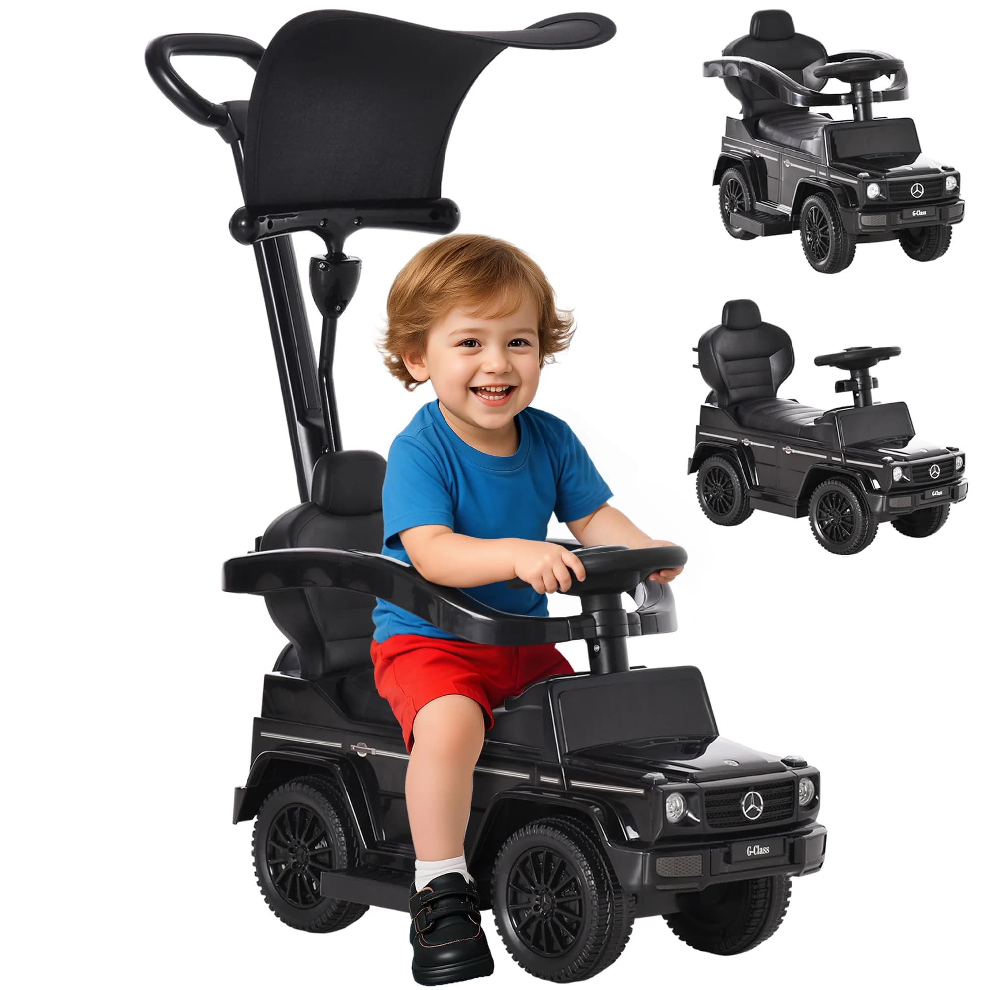 Seggiolino auto HOMCOM per bambini, multi-attrezzato, 12-36 mesi, con poggiapiedi, spondina e tendina oscurante nera