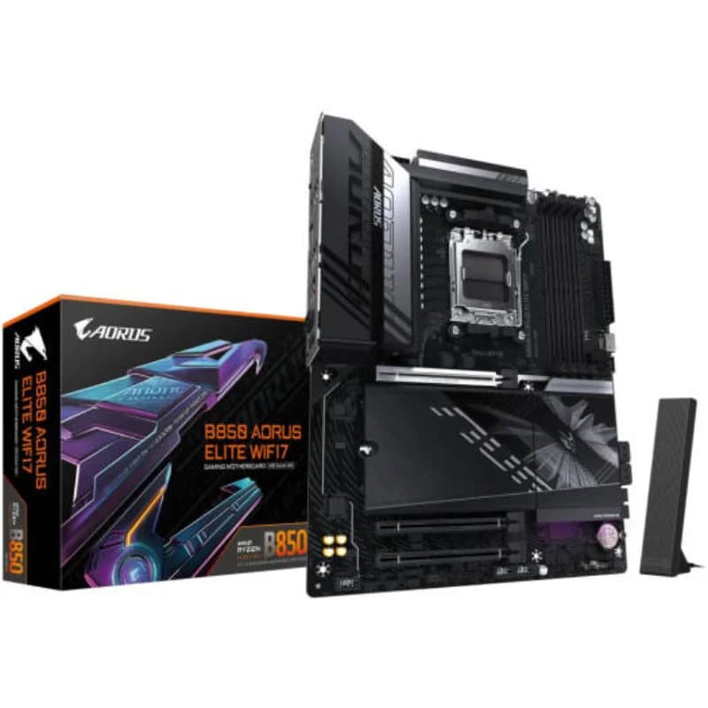 Scheda madre GIGABYTE B850 AORUS ELITE WIFI7 AM5 ATX, chipset AMD B850, 4 slot DDR5 DIMM, fino a 256 GB di memoria massima, connettività WiFi e