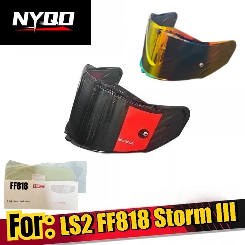 Visiere per Casco Moto FF818, Lente Nera e Rossa per LS2 FF818 Storm III, Parabrezza Antiappannamento, Accessori di Ricambio