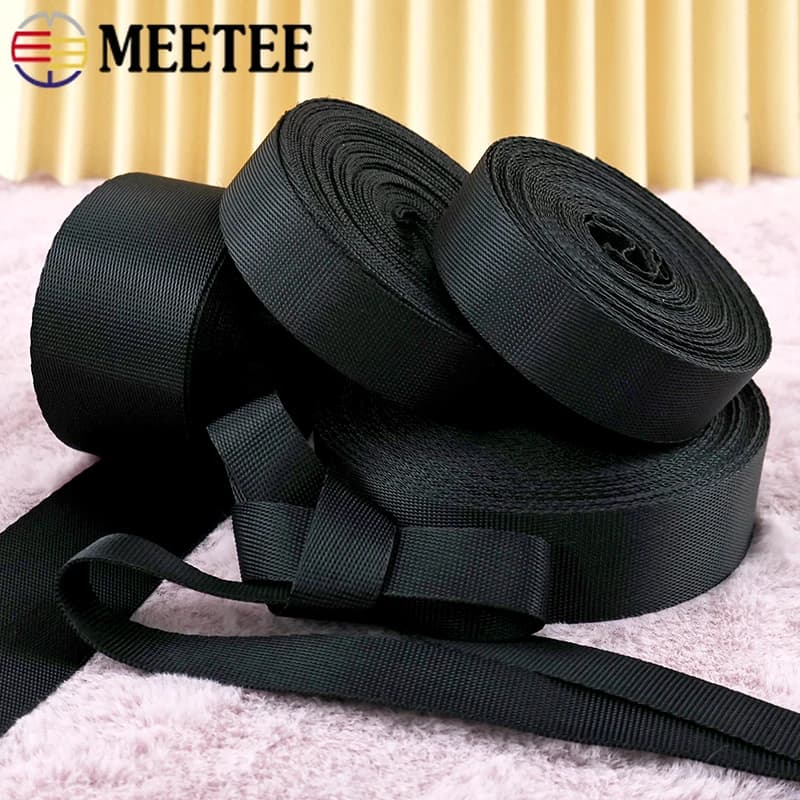 Nastro in nylon nero da 10 metri, 10-100 mm, per cinghie di seggiolini auto, zaini, nastri, collari per animali domestici, cinghie di supporto,