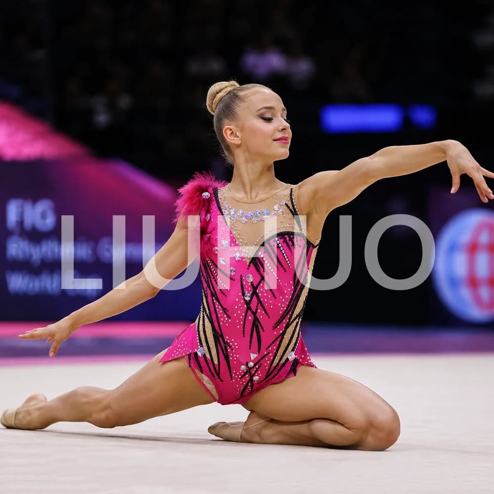 LIUHUO Ginnastica Ritmica Body Concorso di Arte Gradiente Ragazze Palcoscenico Professionale Artigianato Colore Rosa BD626