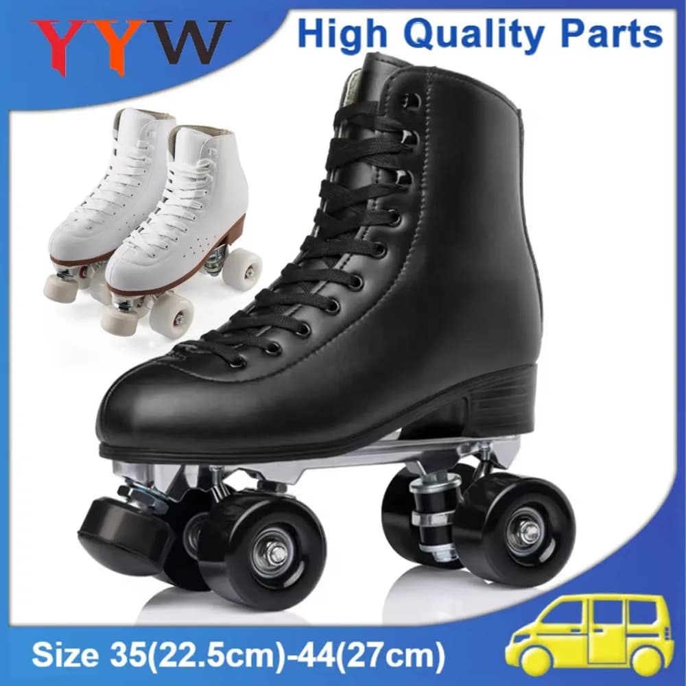 Pattini a rotelle a doppia fila Donne adulte Uomini Scarpe da skate a 4 ruote Puleggia Ragazzi Ragazze Pattinaggio all'aperto Quad Sneakers Taglia 35